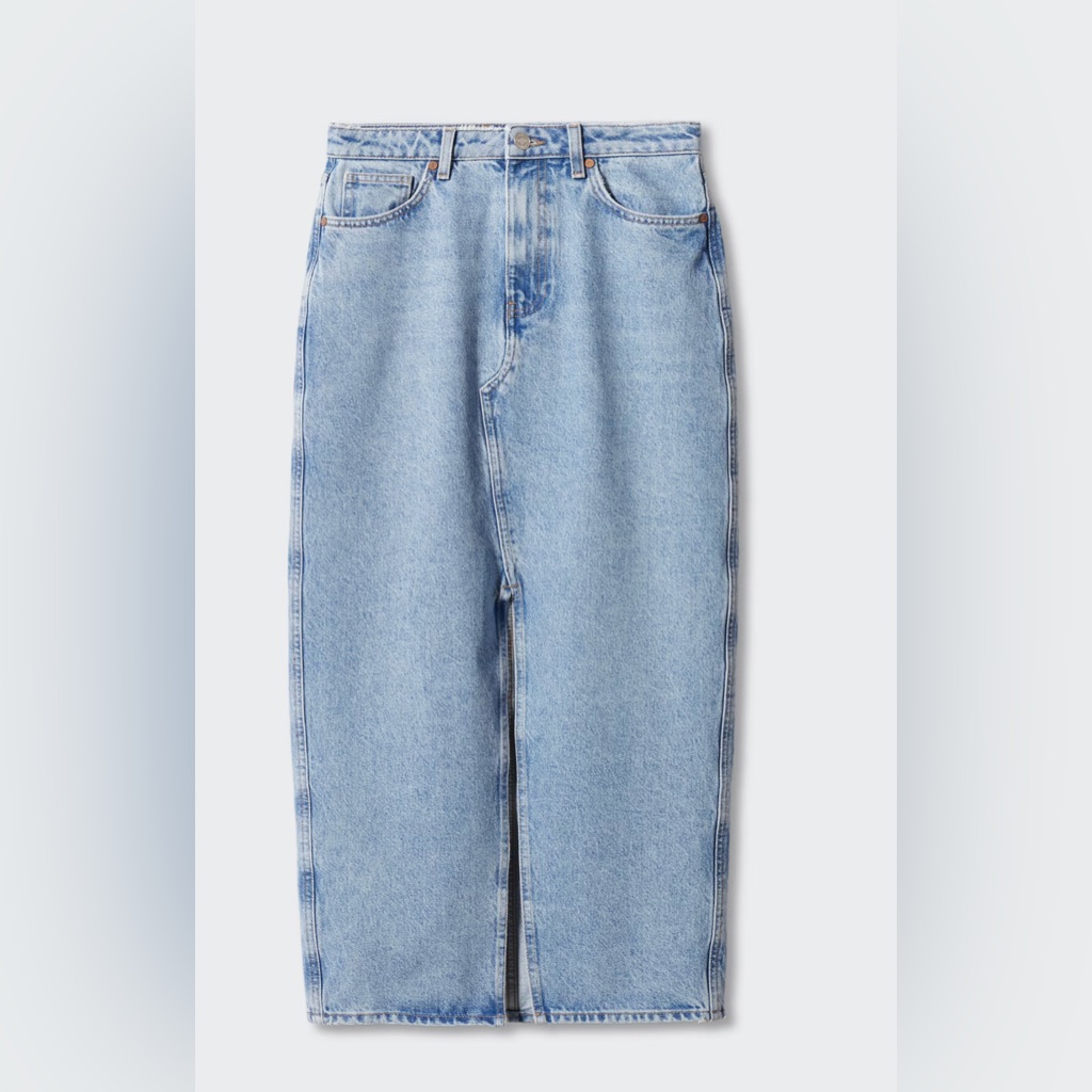Mango Nwt Slit Denim Skirt